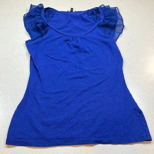 Express royal blue ruffled shoulder top size M